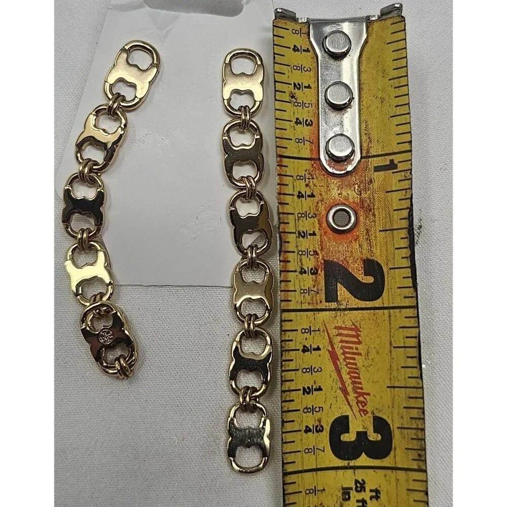 Tory Burch Drop Earrings Gold Tone Logo Gemini Chain Link Dangle Women’s 3
